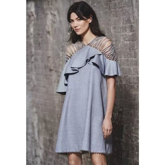 RARE $1900 Zimmermann Havoc Lattice Silk Flounce Dress Sz US 4/ Small /0 - Picture 2 of 16